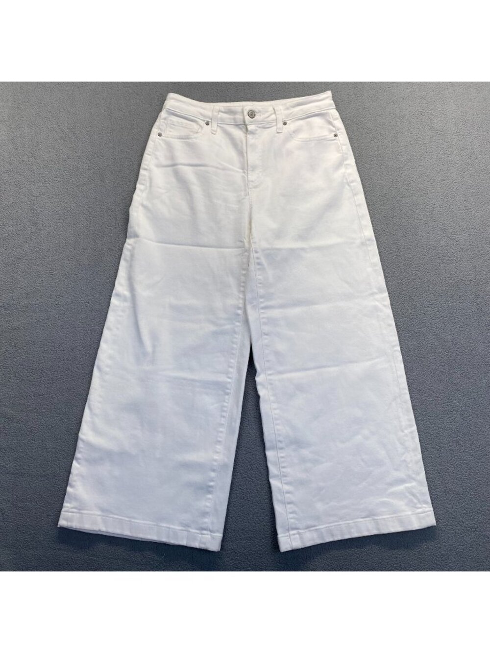 Chicos Jeans,Womens High Rise  Wide Leg Crop Size US 4 White Denim Stretch